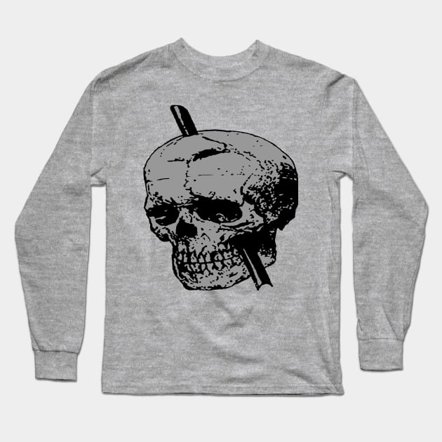 Grey Skull of Phineas Gage With Tamping Iron Long Sleeve T-Shirt by taiche